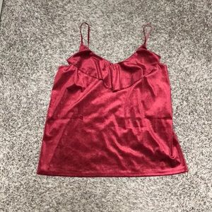 Old Navy maroon velvet feel ruffle camisole